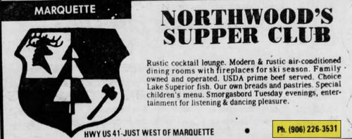 Barrel + Beam (Northwoods Supper Club) - May 1974 Ad (newer photo)